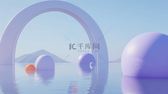 中国风剪纸素材背景图片_夏日蓝紫色水面抽象概念空间空镜背景素材