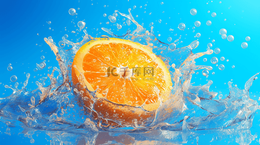 把橙子扔进水里溅起水花的背景