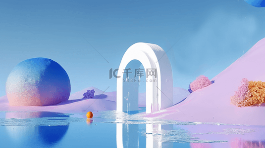 球镜背景图片_夏日蓝紫色水面抽象概念空间空镜背景素材