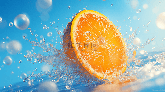 起起背景图片_把橙子扔进水里溅起水花的背景