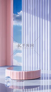 夏天蓝紫色长虹玻璃产品展示空间设计