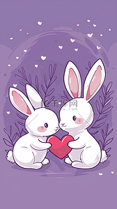 两只小兔背景图片_520两只可爱小兔子和爱心设计
