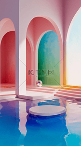 彩色玻璃泳池空间产品展示空间背景图