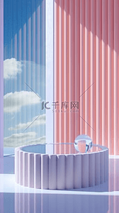 夏天蓝紫色长虹玻璃产品展示空间背景图