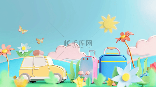 夏日卡通3D出游季设计