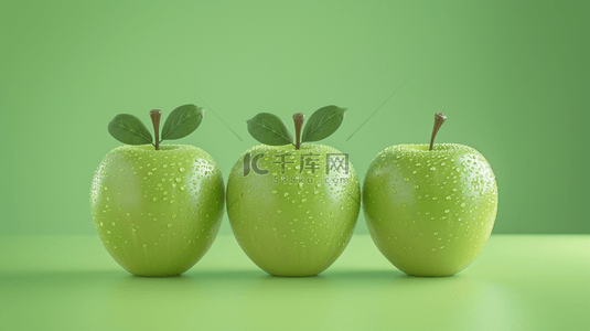 树叶立体背景图片_简约夏季清新立体青苹果的背景