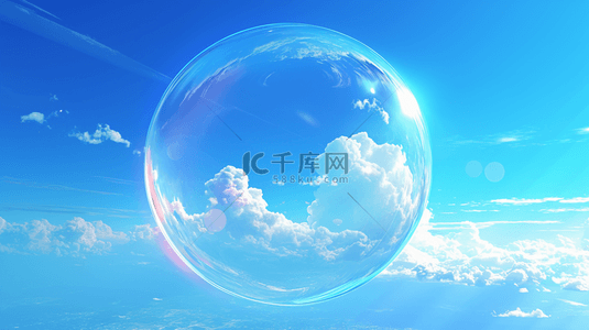 层次的天空背景图片_唯美天空风景蓝天白云气泡水晶球的背景