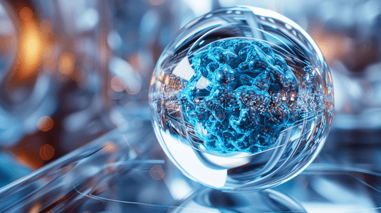 蓝色空间商务科技晶莹剔透水晶球的背景