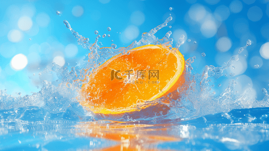 起起背景图片_把橙子扔进水里溅起水花的背景