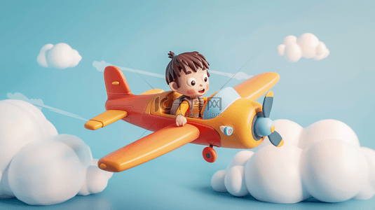 孩子绘画背景图片_六一儿童节乘飞机的儿童梦想背景