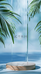 粽子产品背景图片_国风端午节长虹玻璃叶子产品展示台背景素材