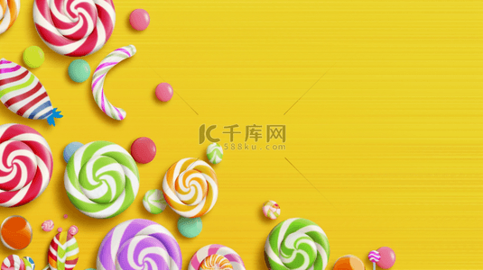 糖果屋里的糖果背景图片_六一儿童节多彩棒棒糖彩虹棒棒糖素材