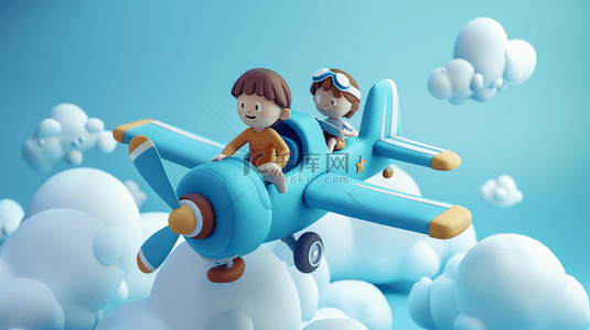 梦想梦想背景图片_六一儿童节乘飞机的儿童梦想背景