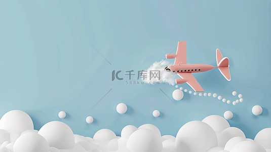 六一儿童节3D卡通白云和飞机背景素材