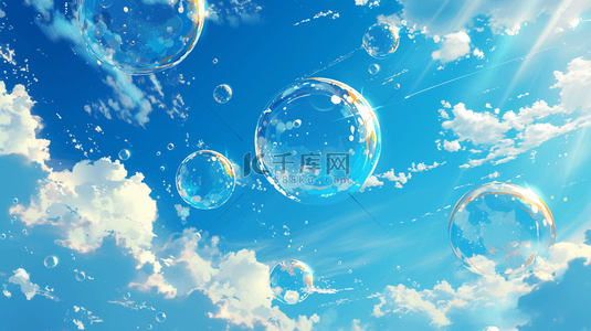 唯美天空风景蓝天白云气泡水晶球的背景