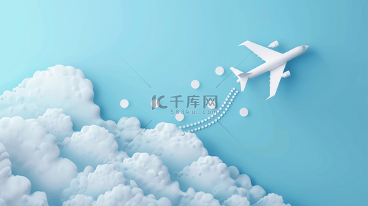 飞机起飞的气背景图片_六一儿童节3D卡通白云和飞机素材