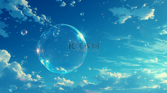 层次的天空背景图片_唯美天空风景蓝天白云气泡水晶球的背景