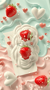 带心可爱字体背景图片_清新可爱半透明液体草莓手机壳背景
