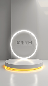 素雅淡雅背景图片_618霓虹灯圆光圈产品展示空间设计