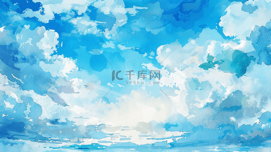 蓝色的白云背景图片_蓝色缤纷梦幻绘画艺术风景的背景