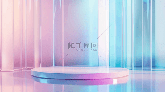 夏日清爽彩色霓虹长虹玻璃产品展示台背景