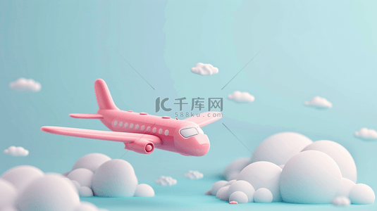 喷漆飞机背景图片_六一儿童节3D卡通白云和飞机素材
