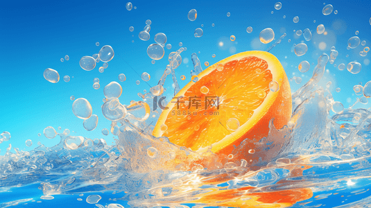 进水背景图片_把橙子扔进水里溅起水花的背景
