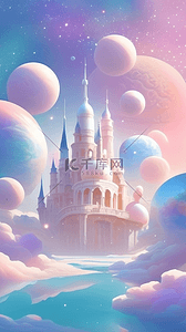 梦幻3d背景图片_六一儿童节可爱粉彩梦幻3D城堡设计图