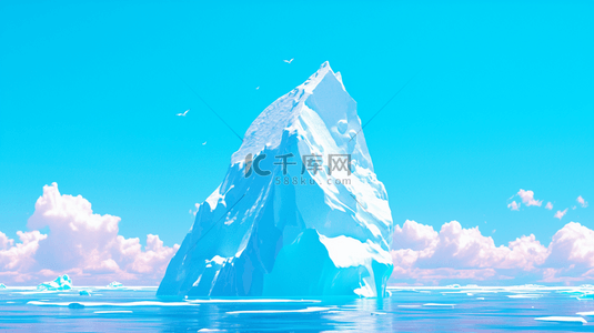 唯美蓝色风景背景图片_唯美蓝色海面上冰山一角的背景