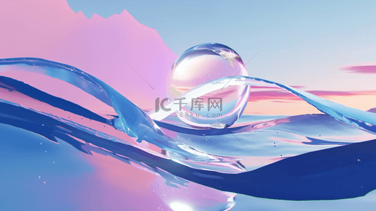玻璃飘带和透明玻璃球电商概念场景1素材