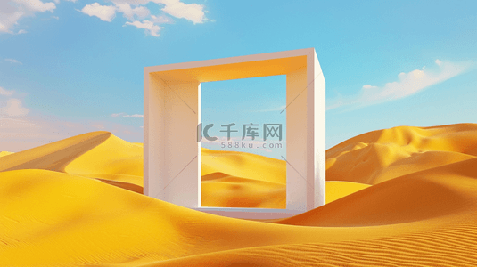 椭圆形方框背景图片_明亮黄色沙丘上的方框概念空间场景背景