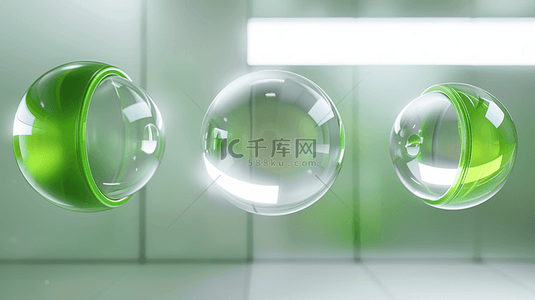 水晶圆形背景图片_绿色空间商务科技晶莹剔透水晶球的背景