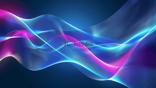 蓝色彩光科技艺术风格飘逸流线抽象商务背景