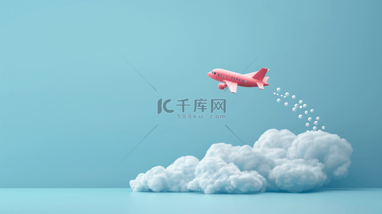 泰国旅游文案背景图片_六一儿童节3D卡通白云和飞机设计图