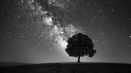 黑色场景天空星空景色树木风光的商务背景