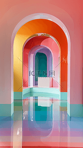 彩色玻璃泳池空间产品展示空间素材