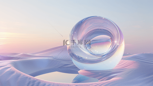 玻璃飘带和透明玻璃球电商概念场景背景图片