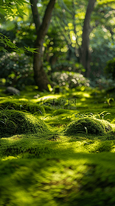 森林大背景图片_夏天户外森林园林光影空镜场景图片