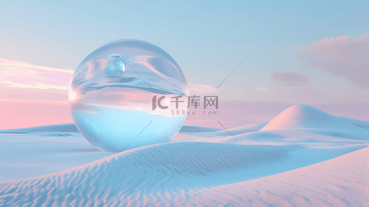 飘带科技背景图片_玻璃飘带和透明玻璃球电商概念场景素材