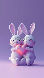 两只小兔背景图片_520两只可爱小兔子和爱心背景图片