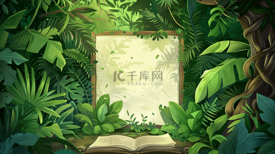 清新唯美白色背景图片_唯美绿色树叶森林书本影布的背景