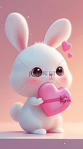 高兴的兔子背景图片_520可爱小兔子和爱心设计图