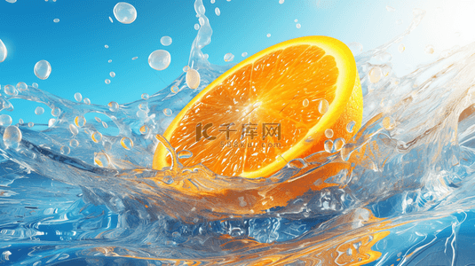 溅起水花水珠橙子背景图片_把橙子扔进水里溅起水花的背景