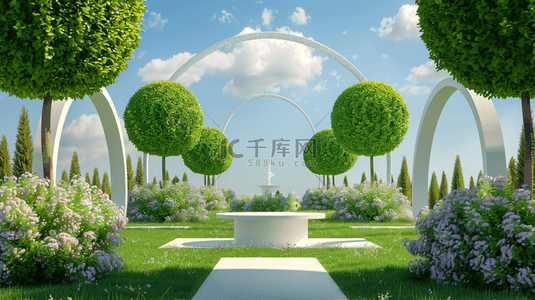 婚礼空间3D树篱植物景观概念空间场景图片