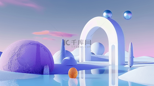 球镜背景图片_夏日蓝紫色水面抽象概念空间空镜设计图