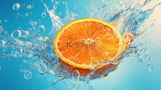 橙子轮播图背景图片_把橙子扔进水里溅起水花的背景
