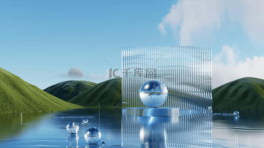 清新夏日户外空间长虹玻璃3D圆球图片