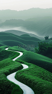 户外背景夏天背景图片_夏天户外风景绿色山谷山路场景背景素材