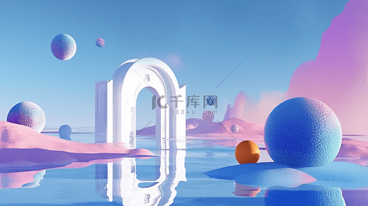 球镜背景图片_夏日蓝紫色水面抽象概念空间空镜背景图