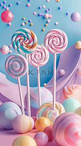 糖果儿童节背景图片_六一儿童节彩色棒棒糖素材